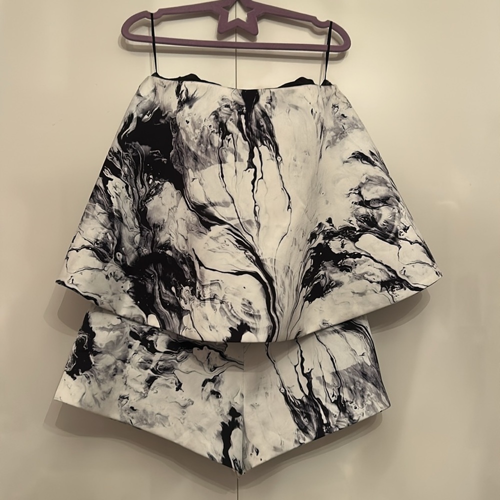 KEEPSAKE Marble Romper with Ruffle Detailing